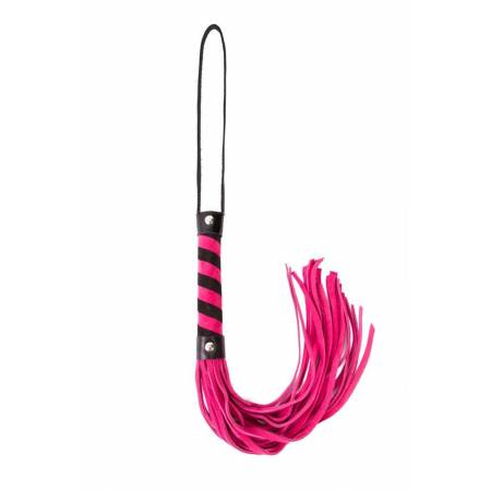 Black Pink Leather Twisted Handled Whip