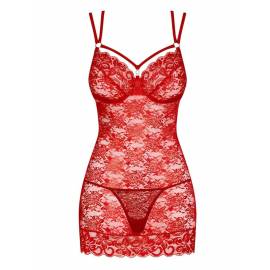 860-CHE-3 chemise & thong red  S/M