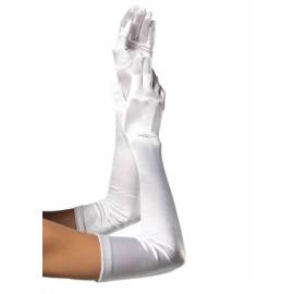 Extra Long Satin Gloves, white, O/S