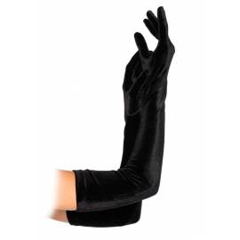 Velvet Opera Length Gloves, black, O/S