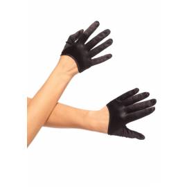Mini Cropped Satin Gloves, black, O/S