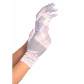 Wrist Length Satin Gloves, white, O/S