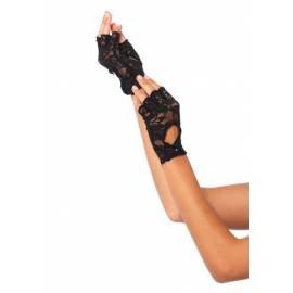 Lace Keyhole Gloves, black, O/S