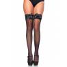 726261 LACE TOP LYCRA FISNET THIGH HI W/ BOW O/S BLK