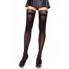 Nylon Stocking With Lace Top - BLACK - O/S - HOSIERY
