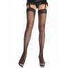 729023 FISHNET THIGH HI W/3" STRETCH LACE TOP O/S BLK