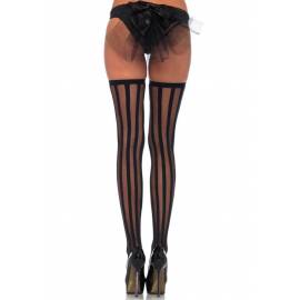 Sheer Stockings with Vertical Stripes