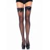 Sheer Thigh Highs Lace Top, black, O/S
