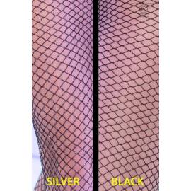 CR 4309  O/S  2 pairs 2 colors Black and Black/Silver(Lurex) small hole Fishnet Pantyhouse1 Pair standard black color1 Pair blac