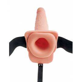 Fetish Fantasy 7.5" Hollow Squirting Strap-On with Balls Flesh