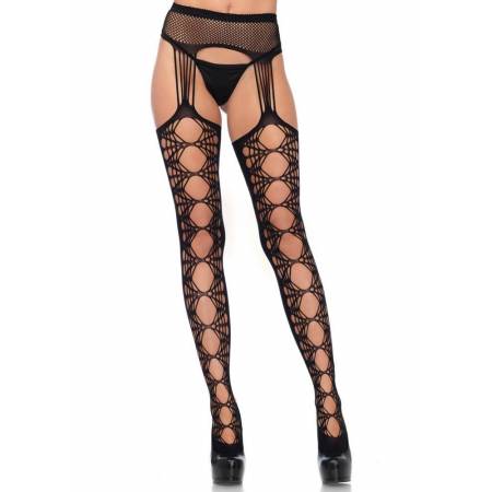 Net opaque stockings, black, O/S