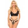 Lace bralette and thong, black, S/M