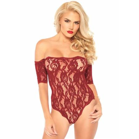 Lace Teddy And Bottom Burgundy S/M