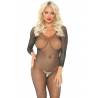 Fishnet Sleeved Bodystocking Black O/S