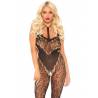 Lace Bodystocking With Cut Out Black O/S