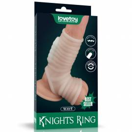 Vibrating Silk Knights Ring with Scrotum Sleeve (White)