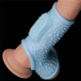 Vibrating Drip Knights Ring with Scrotum Sleeve Blue