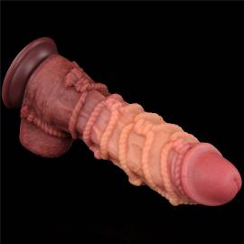 10.5'' Dual layered Platinum Silicone Cock with Rope