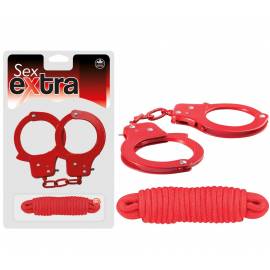 SEX EXTRA - METAL CUFFS & LOVE ROPE RED