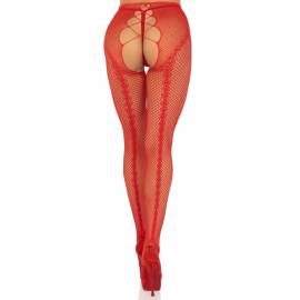 Crotchless backseam tights O/S - red