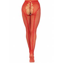 Crotchless backseam tights O/S - red