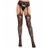 Net Stockings with Attached Garter Belt - Black O/S