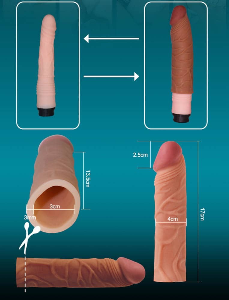 ESTENSIONE PENE IN SILICONE TPE EFFETTO NATURALE PER UOMO GUAINA FALLICA MULATTA