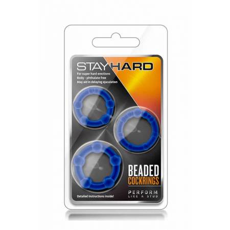 Stay Hard Beaded Cockrings Blue